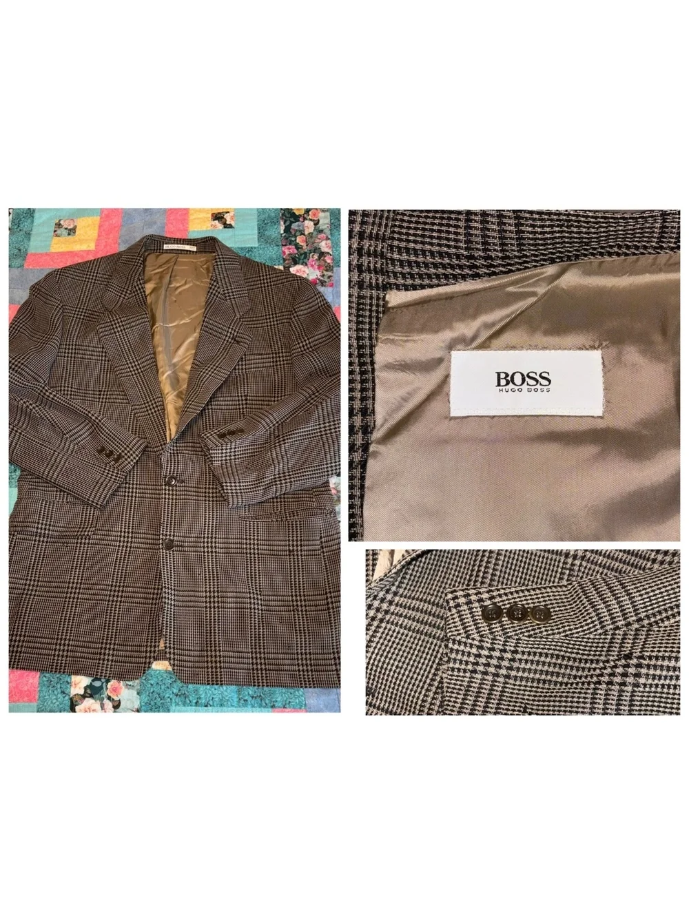 Hugo Boss $549 Men's 44L Classic Plaid Blazer Jacket Dress Coat